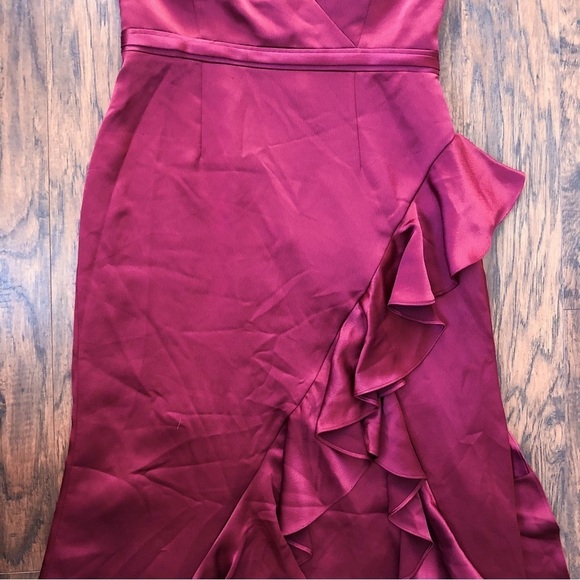 Aidan Mattox • Wine Ruffle Gown formal evening bridesmaid dress red maroon - Picture 7 of 12